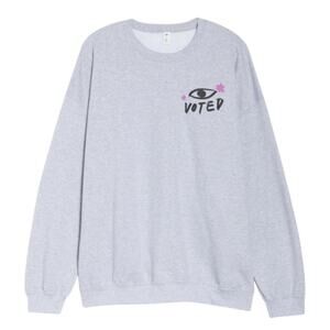 BP Gray Eye Voted Crewneck Sweatshirt S NWT Soft Vote Graphic